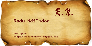Radu Nándor névjegykártya