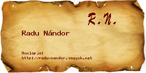 Radu Nándor névjegykártya